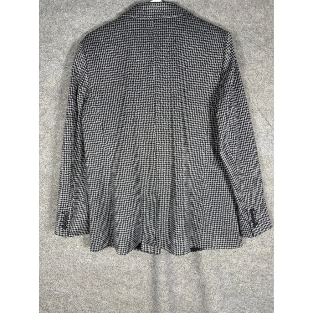 LOFT‎ Womens Houndstooth Blazer Black White Single Button Jacket Size 12 FA22